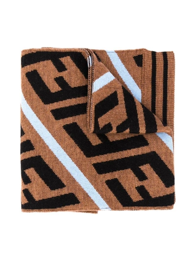 Shop Fendi Ff Print Scarf In Brown