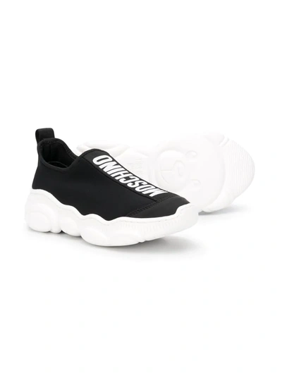 Shop Moschino Slip-on Logo Trainers In Black