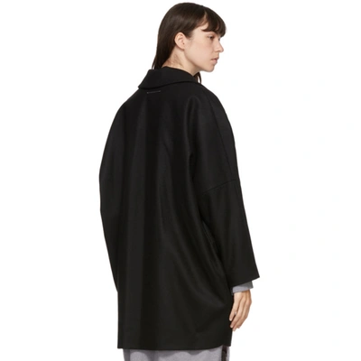 Shop Mm6 Maison Margiela Black Wool Cocoon Coat In 900 Black