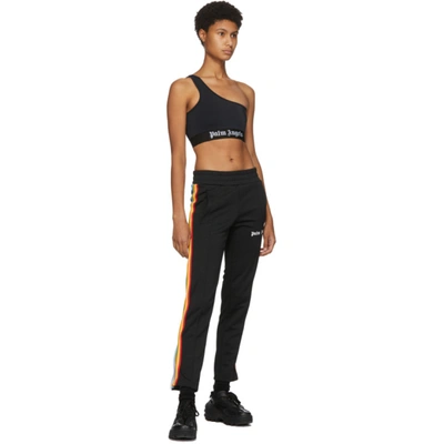 Shop Palm Angels Black One Shoulder Sports Bra