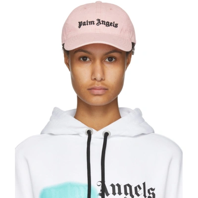 Shop Palm Angels Pink Corduroy Classic Logo Cap