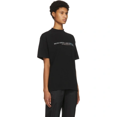 Shop Palm Angels Black Logo Palm Airlines T-shirt