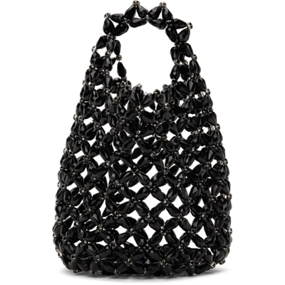 Shop Simone Rocha Black Beaded Shopper Tote In Black/jet