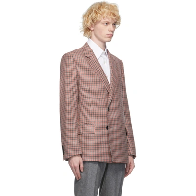 Shop Dunhill Red Wool Houndstooth Blazer In 620 Red