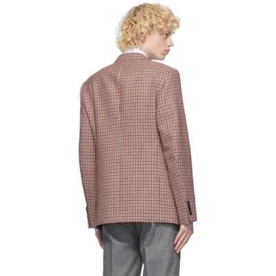 Shop Dunhill Red Wool Houndstooth Blazer In 620 Red