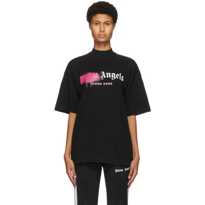 Palm Angels Logo-print T-shirt In Blk/fuchsia | ModeSens