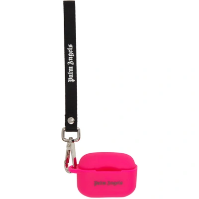 Shop Palm Angels Pink Logo Airpods Pro Case In Pink/white