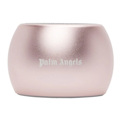 Shop Palm Angels Pink Round Logo Speaker In Gold/black