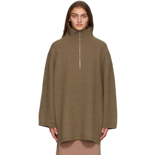 wool blend zip turtleneck cardigan