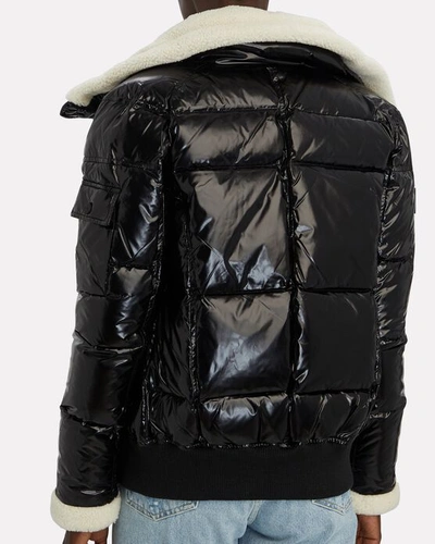 Shop Sam Nikki Shearling Trimmed Puffer Jacket In Black
