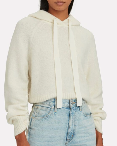 Shop Helmut Lang Hooded Wool-blend Sweater In White