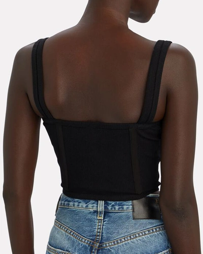 Shop Dion Lee Rib Knit Corset Tank Top In Black