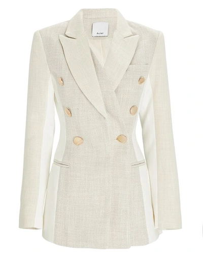 Shop Acler Kings Double-breasted Blazer In Ivory/grey