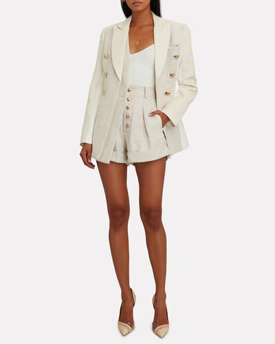 Shop Acler Kings Double-breasted Blazer In Ivory/grey