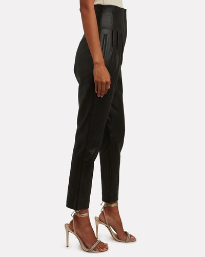 Shop Alberta Ferretti Tapered High-waist Leather Pants In Black