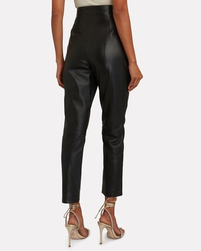 Shop Alberta Ferretti Tapered High-waist Leather Pants In Black