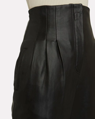 Shop Alberta Ferretti Tapered High-waist Leather Pants In Black