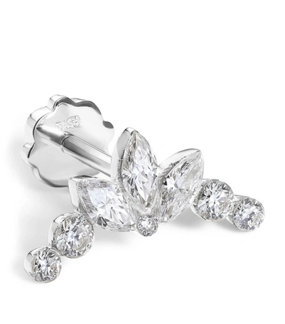 Shop Maria Tash White Gold Invisible Set Diamond Lotus Garland Threaded Stud Earring