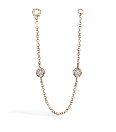 Shop Maria Tash Long Double Scalloped Set Diamond Chain Connecting Charm In Rose Gold