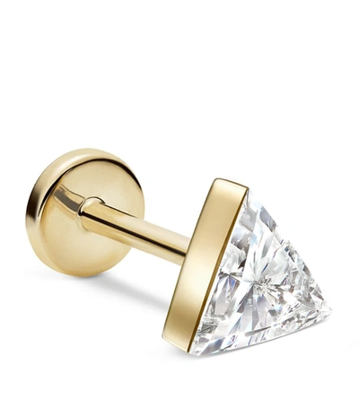 Shop Maria Tash Yellow Gold Invisible Set Triangle Diamond Threaded Stud Earring (4mm)