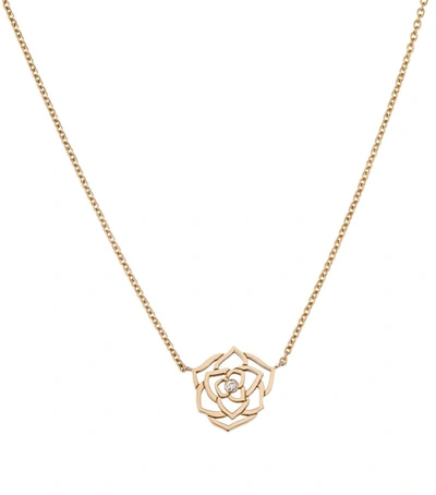 Shop Piaget Rose Gold And Diamond Rose Pendant Necklace