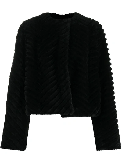 Shop Givenchy Faux-fur Quilted Jacket In Black