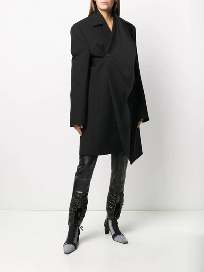 Shop Y/project Cross Front Single Breasted Coat In Black