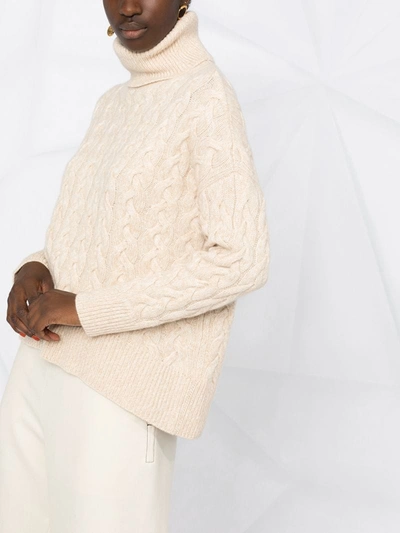Shop N•peal Chunky Cable Knit Sweater In Neutrals