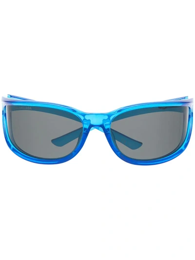 Shop Balenciaga Square Tinted Sunglasses In Blue