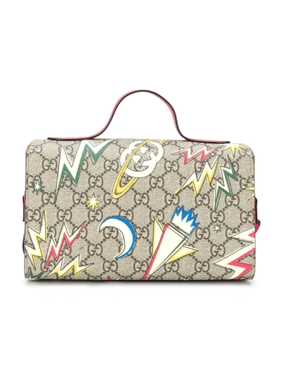 Shop Gucci Gg Space-print Shoulder Bag In Brown
