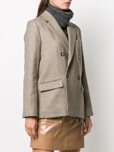 Shop Apc Checked Double Breasted Blazer In Neutrals