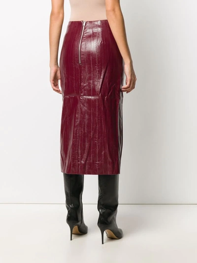 Shop Rotate Birger Christensen Faux Leather Midi Skirt In Red