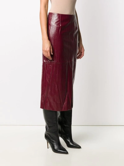 Shop Rotate Birger Christensen Faux Leather Midi Skirt In Red