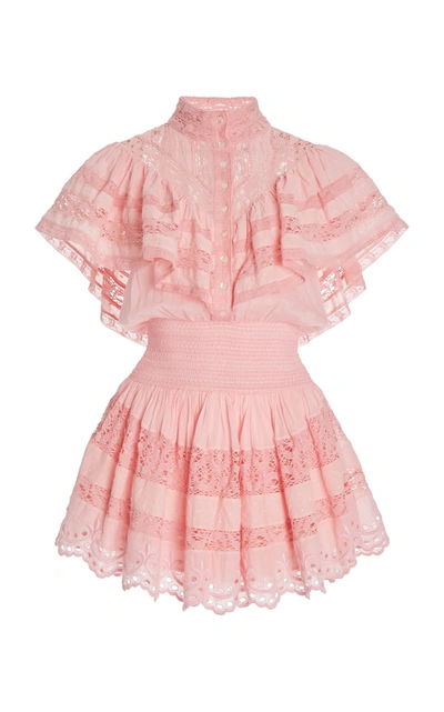 Shop Loveshackfancy Women's Clay Lace-trimmed Cotton Mini Dress In Pink
