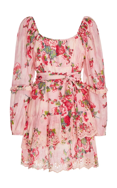 Shop Loveshackfancy Ambrosia Cotton Mini Dress In Pink