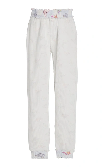Shop Loveshackfancy Clea Cotton-knit Jogger Pants In White