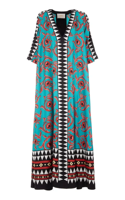 Shop La Doublej Women's Muumuu Printed Silk Maxi Dress In Multi