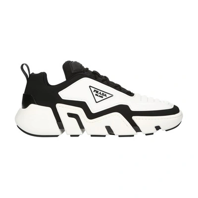 Shop Prada Techno Stretch Sneakers In Nero/bianco