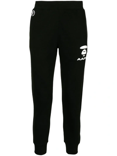 Shop Aape By A Bathing Ape High-waisted Slim Fit Track Trousers In Black
