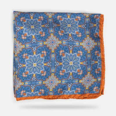 Shop Ledbury Men's Autumn Orange Keyser Print Pocket Square