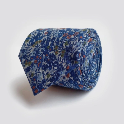 Shop Ledbury Men's Deep Blue Ellsworth Print Tie