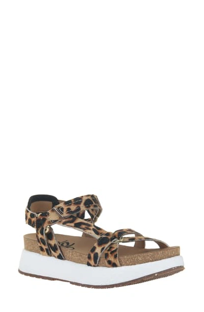 Shop Otbt Shift Platform Sandal In Leopard Print Calf Hair