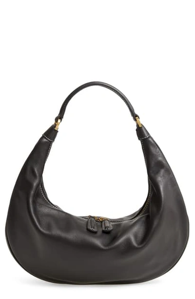 Shop Staud Sasha Leather Shoulder Bag In Black