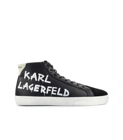 Shop Karl Lagerfeld Skool Black High Sneaker In Nero