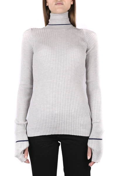 Shop Maison Margiela High Neck Ribbed Sweater In Medium Grey+blue