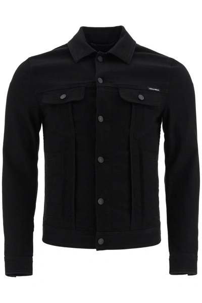 Shop Dolce & Gabbana Denim Jacket In Variante Abbinata (black)