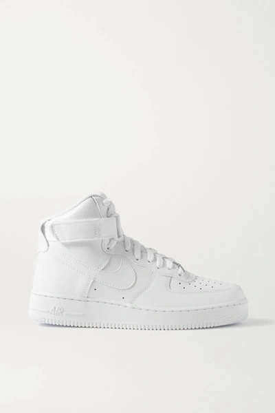 Shop Nike Air Force 1 Leather High-top Sneakers In White