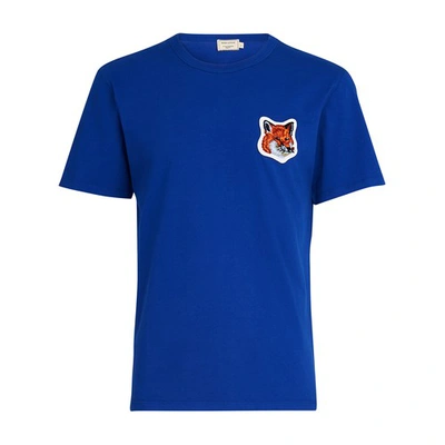 Shop Maison Kitsuné Fox Head Patch Classic T-shirt In Royal Blue