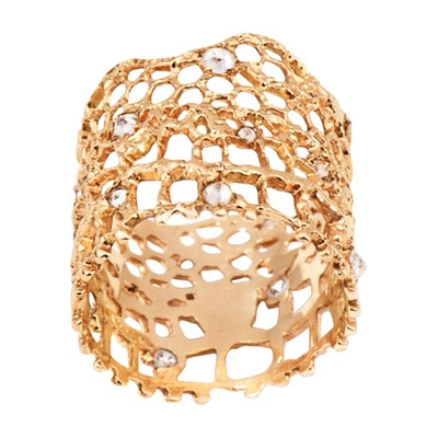 Shop Aurelie Bidermann Lace Ring In Gold