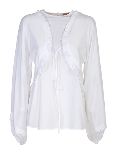 Shop N°21 Silk Blouse With Rouche In White
